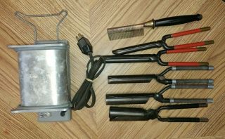5 Vintage Marcel Curling Irons,  1 Comb/hair Styling Tools W/ Oven - Lawndale,  Inc.