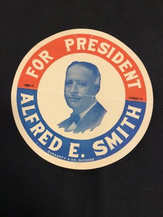 Alfred E Smith For President 1928 Political Campaign Decal Sticker 6 " Jw080