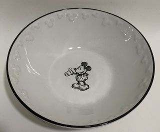 9 Mickey Mouse Black & White Ceramic Bowl Discontinued And 9 Dinner Plates