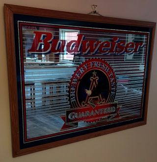 Budweiser Wall Mirror.  Very Collectable Large 37x25 Vintage