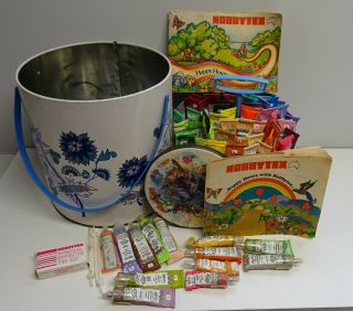 Vintage Hobbytex Tin 70 Hole Carousel,  83 Tubes Of Paint And Accessories 1970 