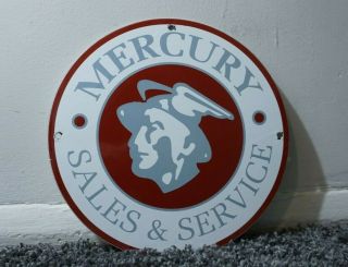 Vintage Mercury Porcelain Sign Gas Oil Metal Station Pump Plate Ad Dealership