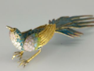 Antique Chinese Sterling Silver Filigree Enamel Phoenix Fenghuang Bird