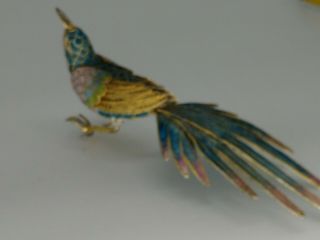 Antique Chinese Sterling Silver Filigree Enamel Phoenix Fenghuang Bird 2