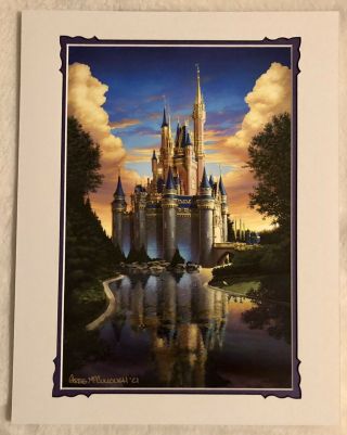 Greg Mccullough Disney Parks Magical Reflection Print Cinderella Castle - Signed