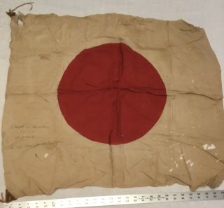 Vintage Japanese WWII Flag Signed USMC Veteran Bring Back 3