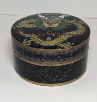 Antique Chinese Cloisonne Dragon Box Jar 2