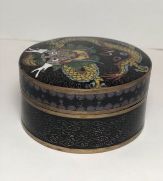Antique Chinese Cloisonne Dragon Box Jar 3