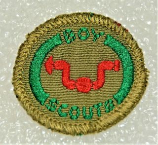 Red Hand Drill Boy Scout Carpenter Proficiency Award Badge Black Back Troop $1