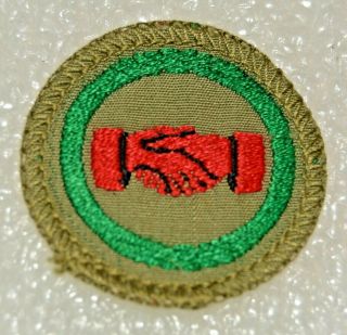 No Text Red Hands Boy Scout Interpreter Proficiency Award Badge White Back Troop