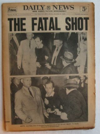 Daily News November 25,  1963 " The Fatal Shot " Jack Ruby Shoots Oswald