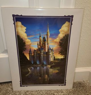 Disney Parks Magical Reflection Greg Mccullough Print Cinderella Castle Signed