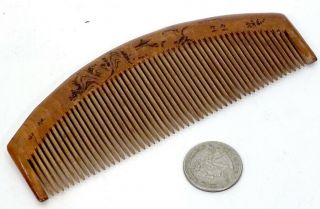 19th Century ANTIQUE Vintage JAPANESE Carved Wood KUSHI Hair Comb / Kanzashi 2
