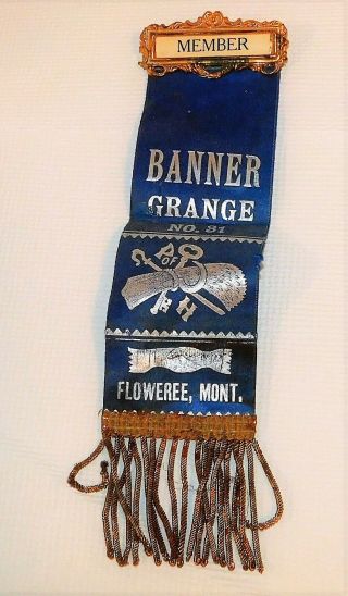Floweree Montana Vintage Membership Ribbon - Badge Banner Grange P Of H No.  31