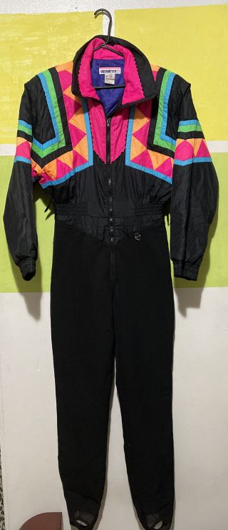 Vtg 80s 90s Bright Colorful Obermeyer Ski Suit Womens 12 Pants
