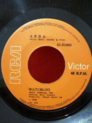 Abba Waterloo / Watch Out Rare Press Colombia Nm 45 Rpm Pop Rock Rca 1974