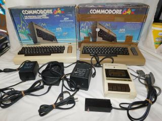 Vintage Commodore Vic 20 Computer And Commodore 64 Computer With Power Adapters