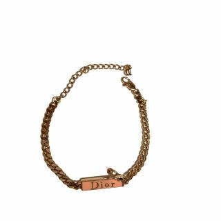 Christian Dior Vintage Gold Bracelet Chain Logo Signed Authentic W/ Box