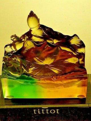 TITTOT Chinese CRYSTAL ART GLASS Amber Green 