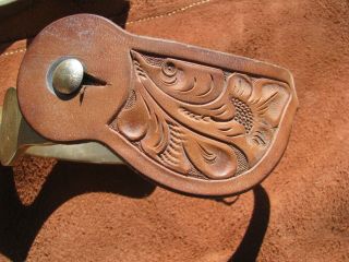 Vintage Engraved Aluminum Crockett Spurs W/leather Straps