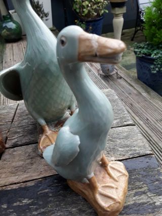 VINTAGE SET OF FOUR CHINESE CELEDON DUCK FIGURINES 3