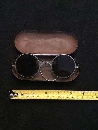 Vintage Ww2 Air Ministry Sunglasses In Tin Case By Pilots