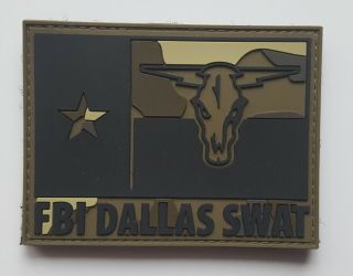 Fbi Dallas Texas Swat Rubber Front Hook & Loop Back Subdued Police Patch