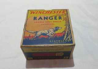 Vintage Winchester Ranger Load Empty Shotgun Shell Box Pointer Ammo16 Ga 2 9/16 "