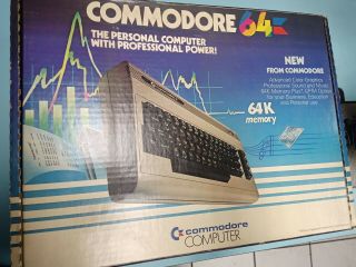 Vintage Commodore 64 Personal Computer With Box.