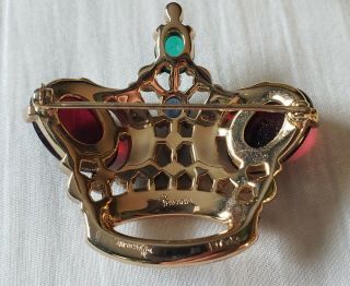 Vtg Alfred Philippe Crown TRIFARI Ruby Cabochon Jelly Belly Coronation Brooch 2