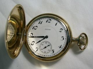 Vintage Elgin Pocket Watch,  Size 16,  15 Jewels,  Gold Filled Hunter Case,  1901