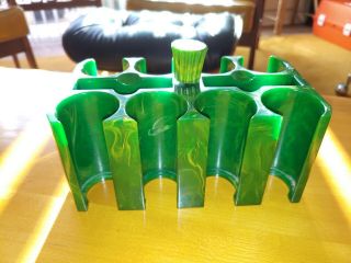 Vintage Catalin Green Poker Chip Caddy - Repaired