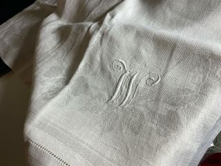 2 Large Vintage Huck And Damask Linen Towels " W " Monogram Vv990