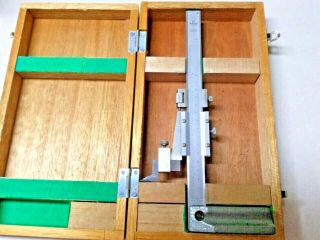 Vintage Mitutoyo Height Gauge Made In Japan W/wood Fitted Box Stainless Steel