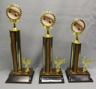 Cub Scout Trophies Set Of 3 Pinewood Derby Brown Column With Place Trim