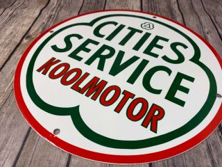 Vintage Cities Service Koolmotor 12 " Porcelain Metal Gas & Oil Pump Plate Sign