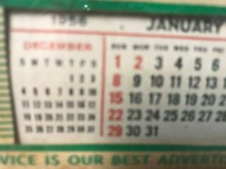 Vintage 1956 John Deere implement tractor Advertising Calendar Thermometer 2