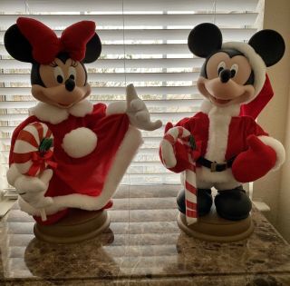 Vintage 1996 Disney Minnie & Mickey Mouse Animated Christmas Doll 17 Inch