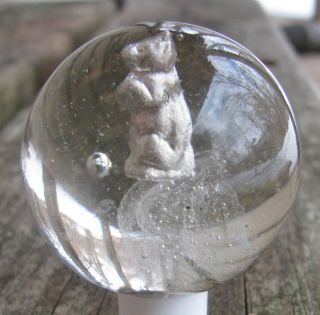 Big Vintage German Sulphide Marble 1 & 11/16 ",  Begging Dog/bear? Inner Net Cloud