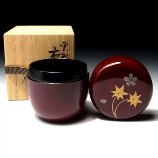 @ac42: Japanese High - Class Lacquered Wooden Tea Caddy,  Natsume With Wooden Box