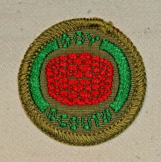 Red Basket Boy Scout Basket Worker Proficiency Badge White Back Troop Small $1