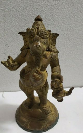 Antique Bronze Multi Armed Hindu 5 3/4 " Ganesha Deity Figurine Statue