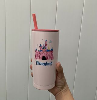 Disneyland Starbucks Metal Tumbler Castle Pink With Straw