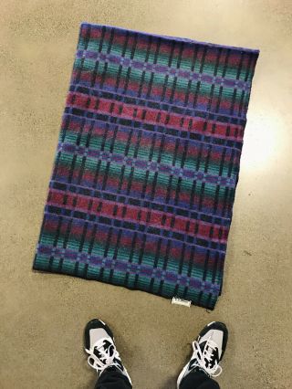 60 " X84 " Vtg Ll Bean Wool Blanket Cobalt Multi Red Purple Blue Pattern