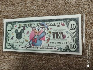Disney Dollars 2000 A Series Donald Ten $10 Dollar Bill