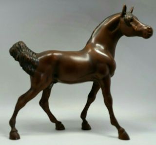 Large 8 " Vintage Grand Wood Carved Arabian Stallion Horse Figurine 253 Htf