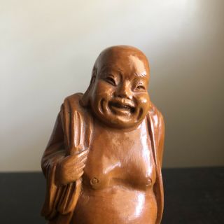 Fine Vintage Chinese Cultural Revolution Carved Boxwood Buddha Art Statue Figure 3