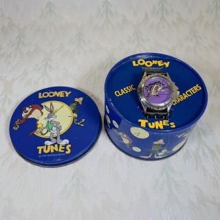 Vintage Taz Looney Tunes Watch Tazmanian Devil 1997 Light Up & Tin Leather Strap 3