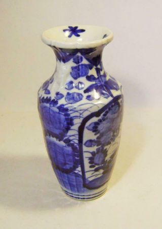 Antique Japanese Blue Imari / Arita Porcelain Vase C.  19th 20cm High