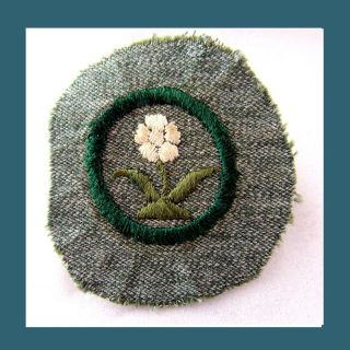Wild Flower Finder 1930s Girl Scout Gray Green Badge Patch Rare Combine Ship